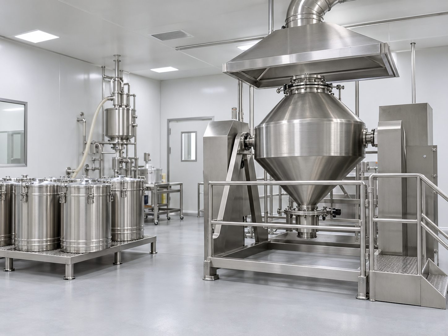 Enclosed powder blending and handling equipment
