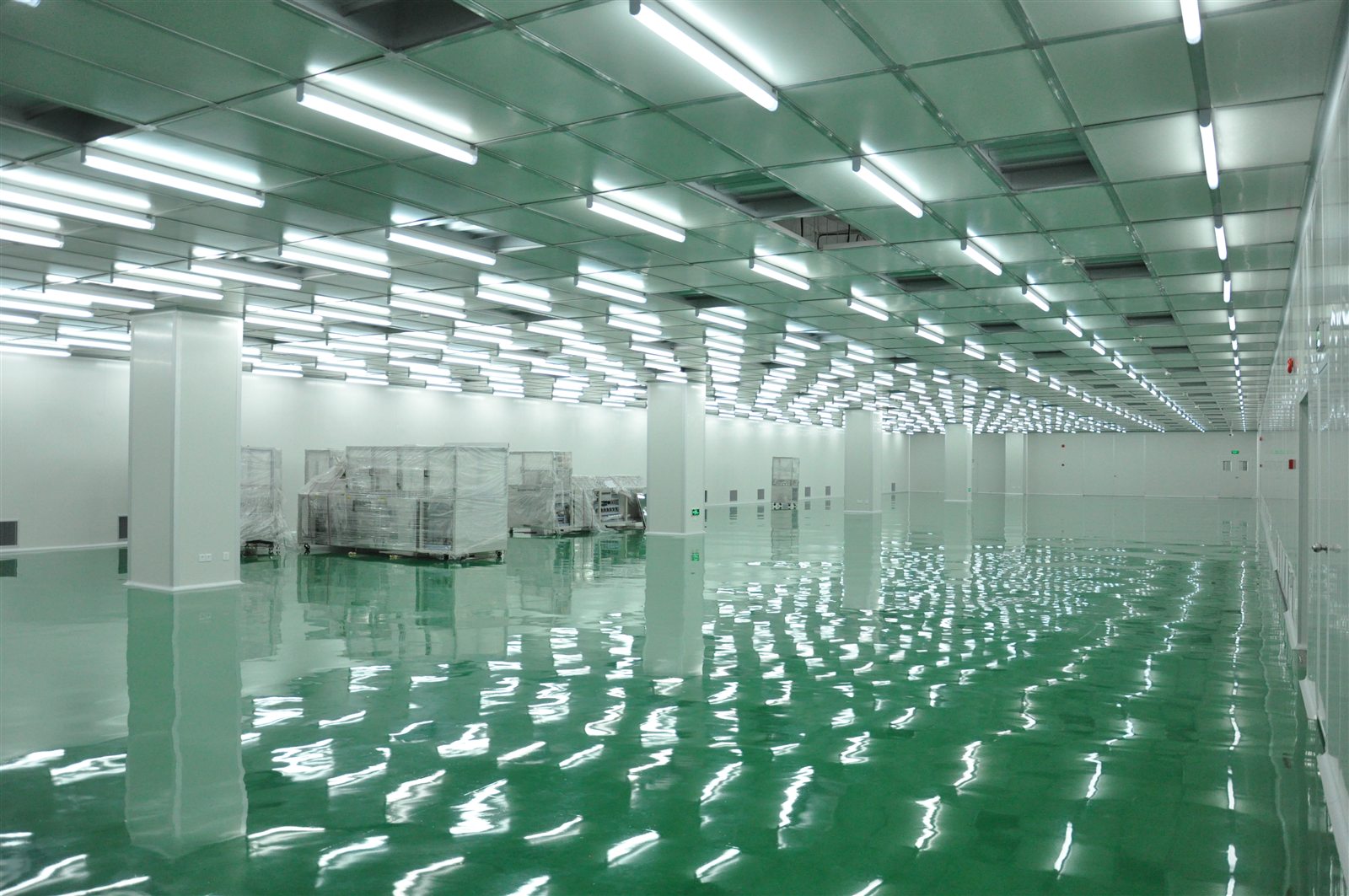 Panel-lined room in a separate Jiangsu display-manufacturing project