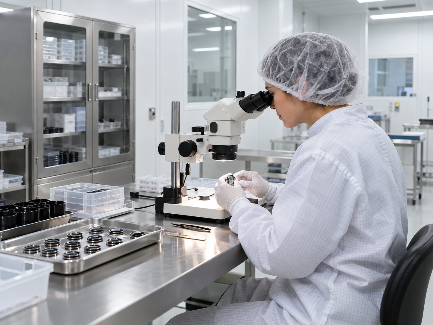Optical-component inspection and protected handling stations